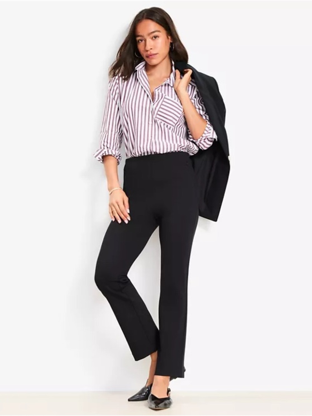LOFT Tall Ponte Black Straight Leg Pants Women’s M Tall 31 inch inseam